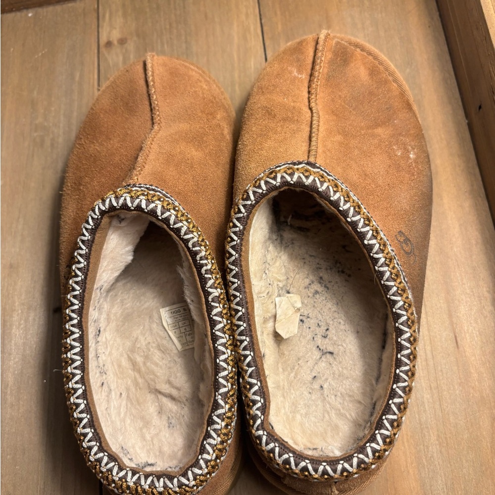 Ugg Size 8 Tasman Cozy Chestnut Suede Shearling Slipper Clogs - Picture 8 of 9